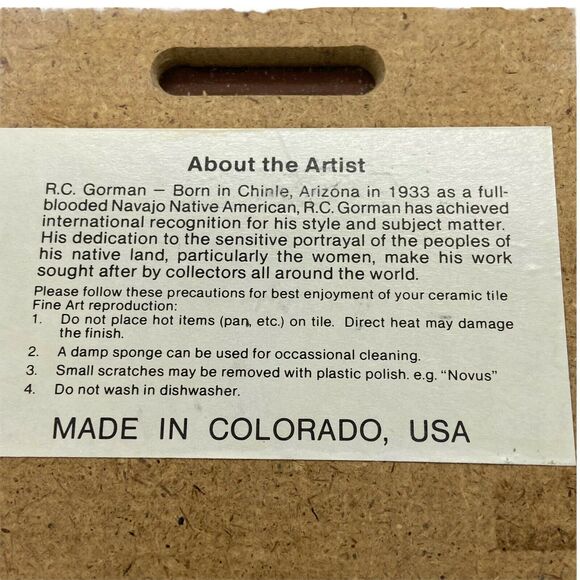 R.C Gorman Gallery Wall Tile Multicolor Lovely Native American Woman Decorative - Picture 6 of 13
